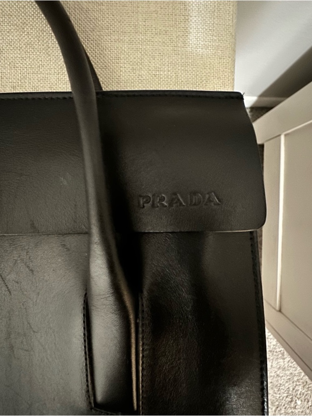 Vintage 1999 Prada B9536 Hunting Leather Tote - Nero - Picture 2 of 8